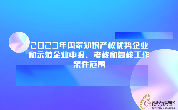 2023年國家知識產權優(yōu)勢企業(yè)和示范企業(yè)申報、考核和復核工作條件范圍